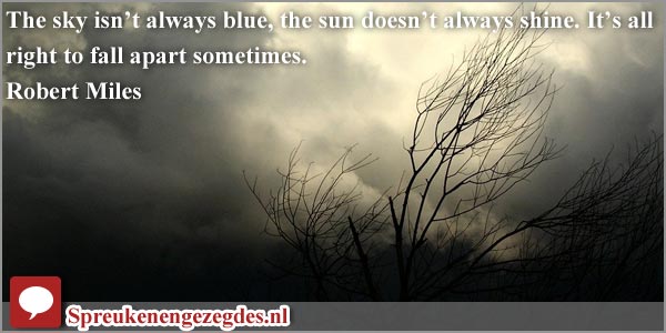 The sky isn’t always blue, the sun doesn’t always shine. It’s all right to fall apart sometimes. Robert Miles