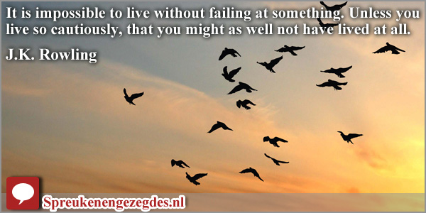 It is impossible to live without failing at something. Unless you live so cautiously, that you might as well not have lived at all.