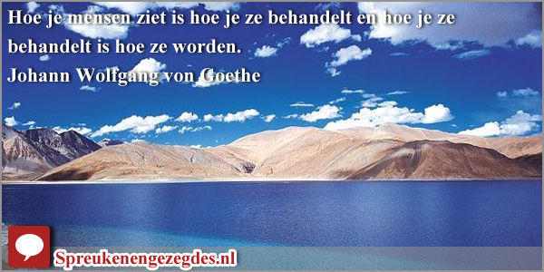 Hoe je mensen ziet is hoe je ze behandelt en hoe je ze behandelt is hoe ze worden. Goethe