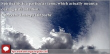 Spirituality is a particular term, which actually means a dealing with intuition. Trungpa Rinpoche